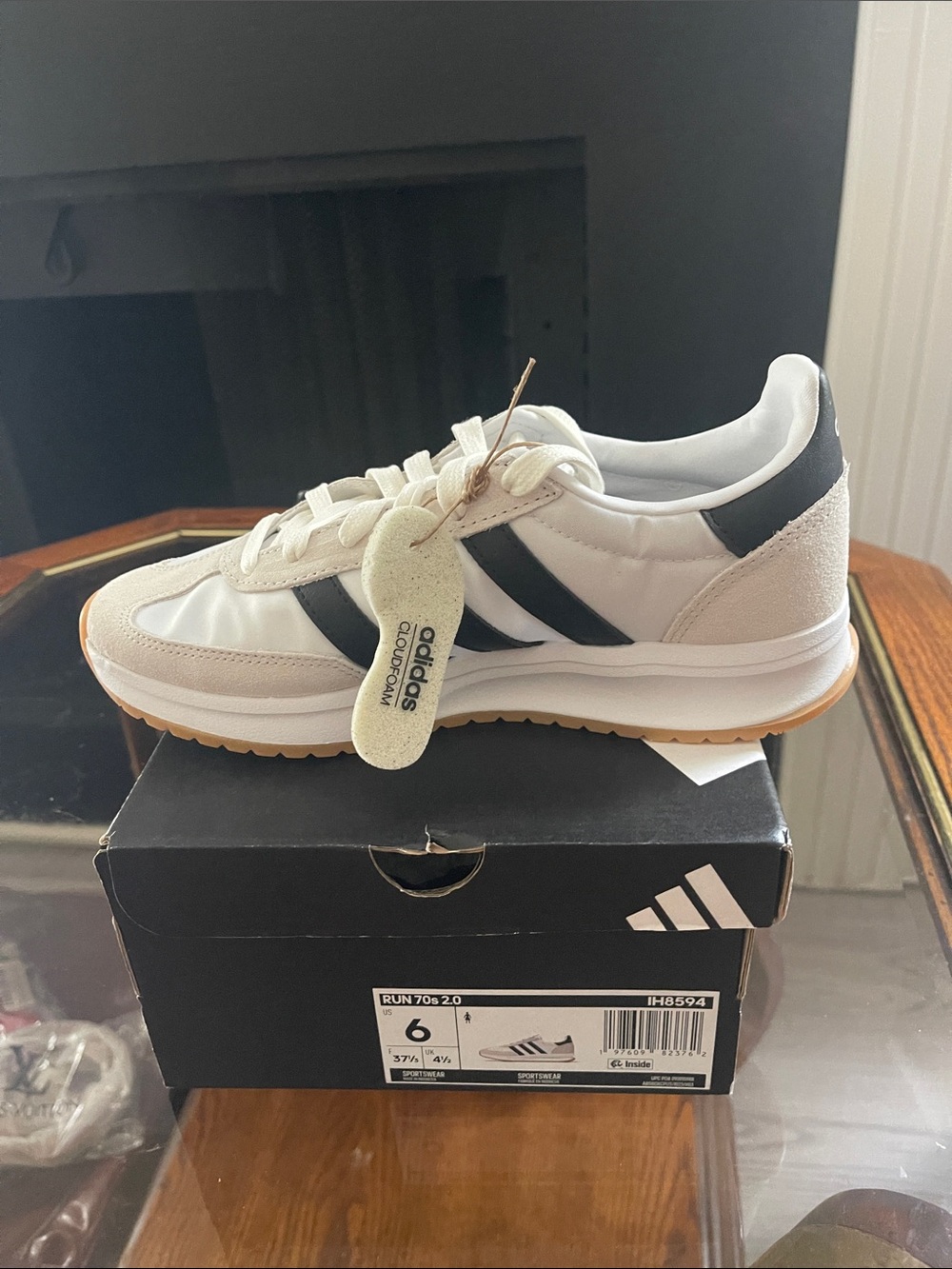 adidas WOMen's White and Black Retro Running Sneakers - Picture 4 of 8